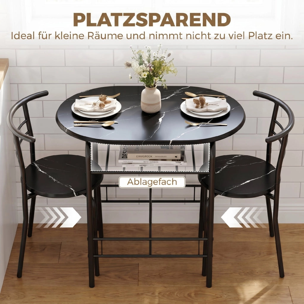 Set tavolo da pranzo e sedie ¨C Minimal ¨C nero, effetto marmo