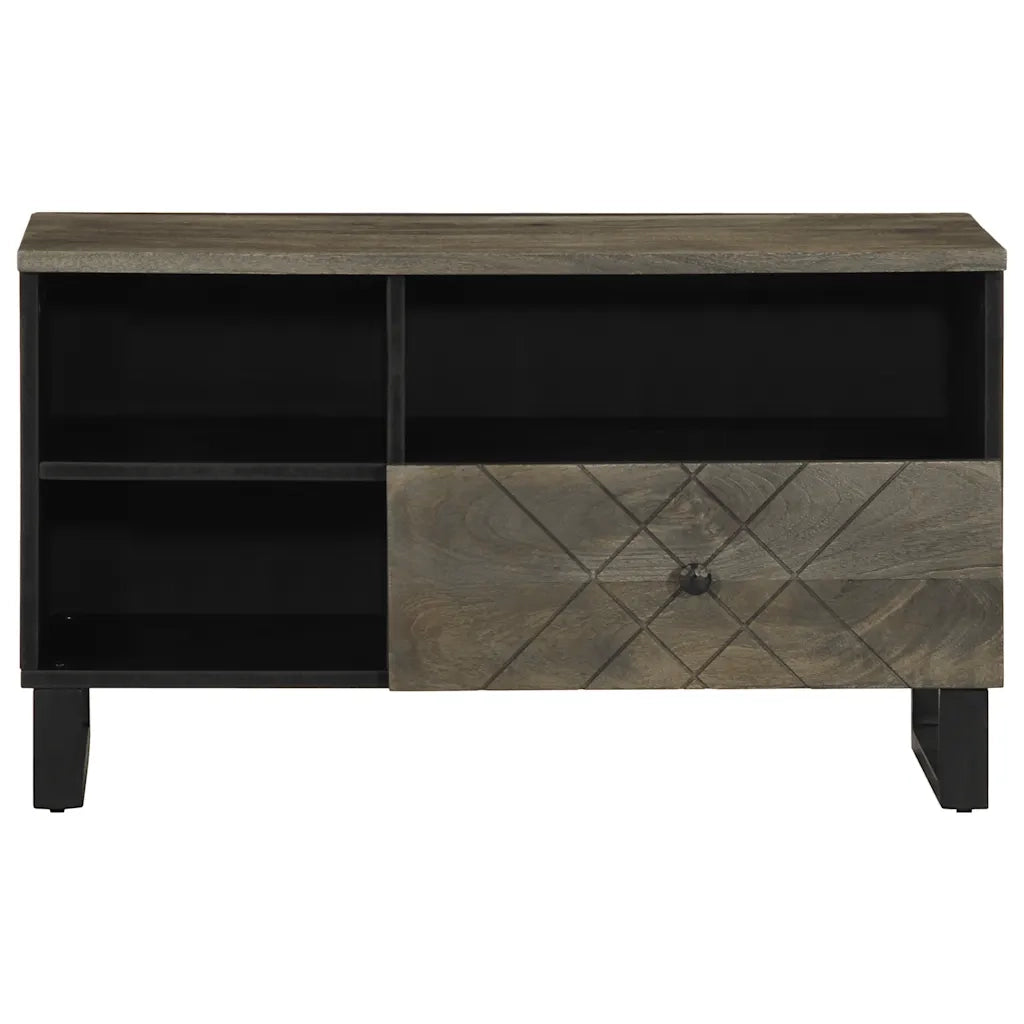 Mobile Porta TV Nero 80x33x46 cm in Legno Massello di Mango 4017701