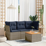 Set Divani da Giardino 4 pz con Cuscini Grigio in Polyrattan 3255802