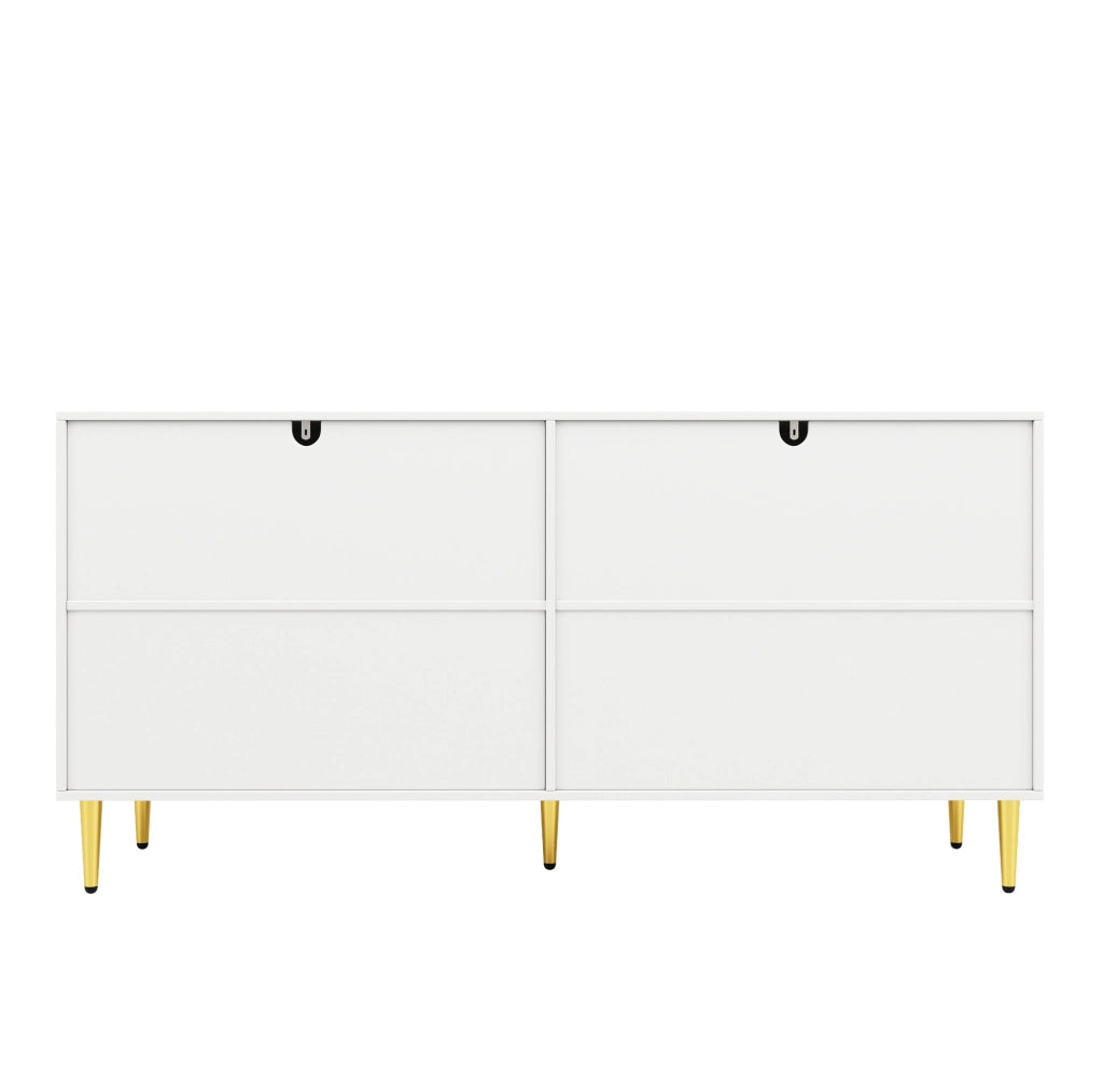 Credenza 152x40 cm; design ondulato con 2 ante; MDF; bianco