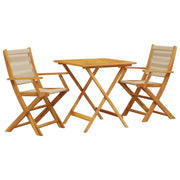 Set da Bistrot 3pz | Set Salotto da Giardino Beige in Polipropilene e Legno Massello