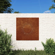 Decorazione Muro da Giardino 55x55 cm Sole in Acciaio Corten 824491