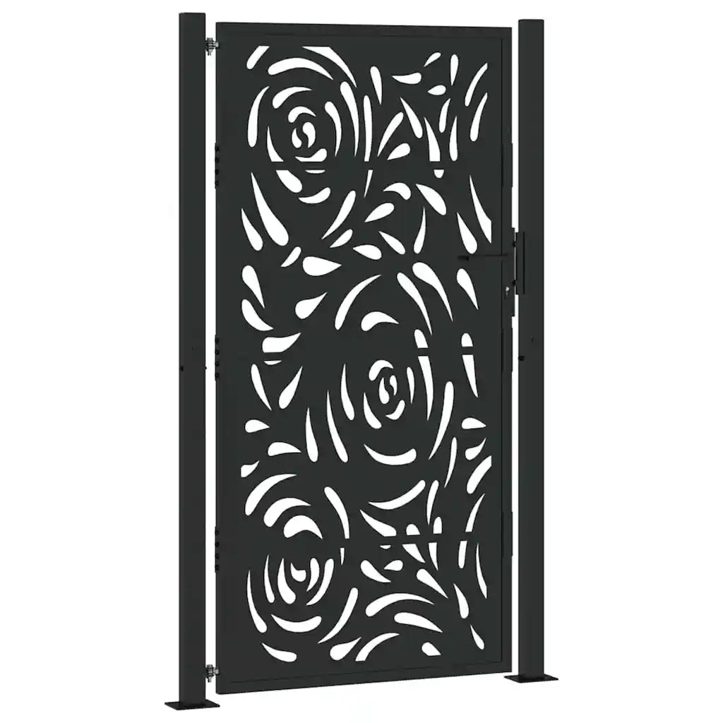 vidaXL Cancello Giardino Nero 105x180 cm in Acciaio Design a Fiamma