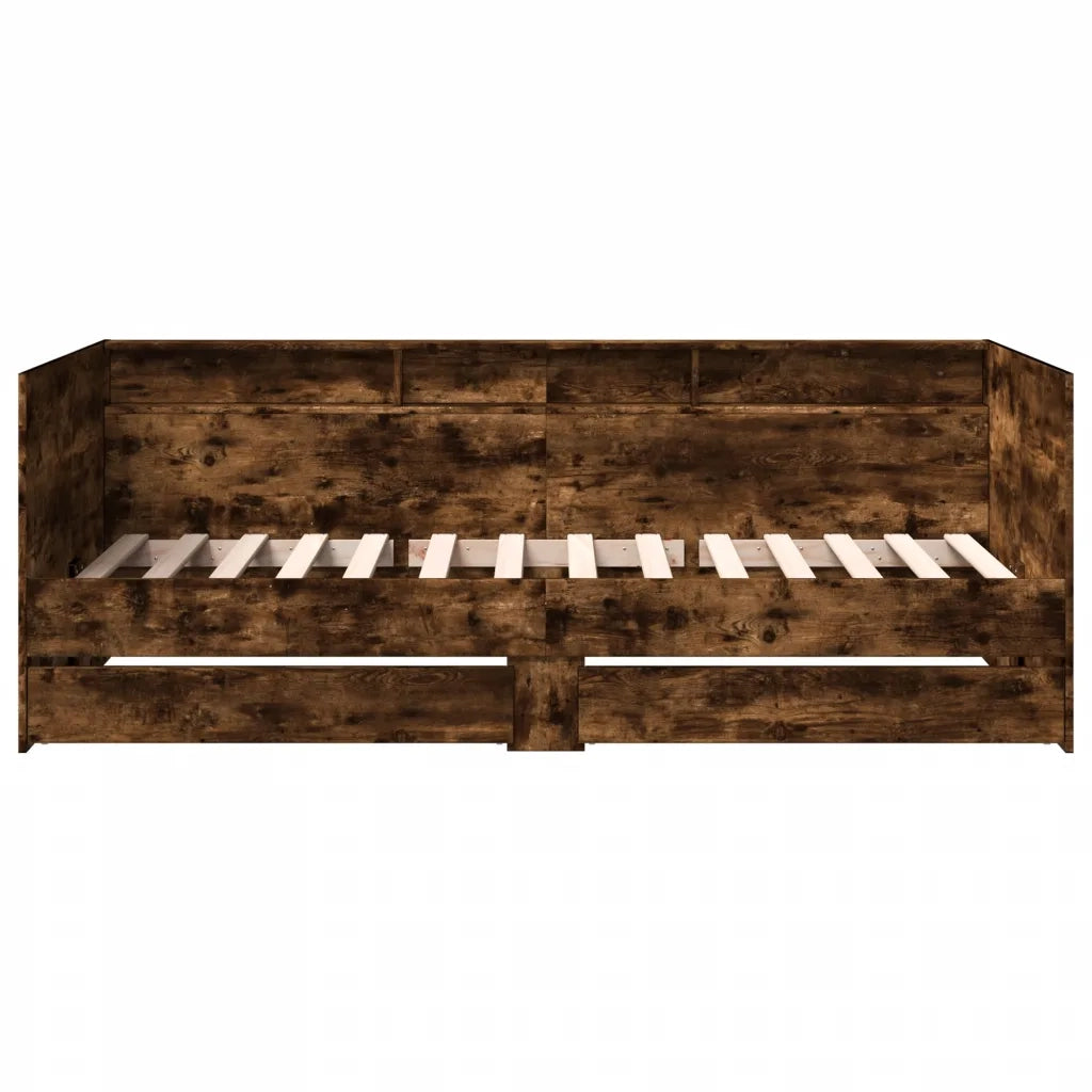 Divano Letto con Cassetti senza Materasso Rovere Fumo 75x190 cm