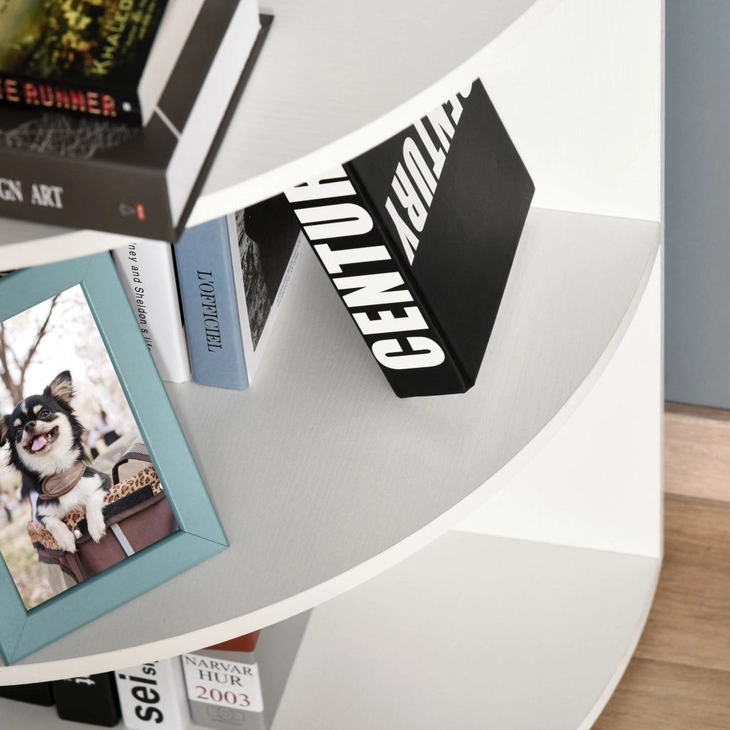 Libreria ad Angolo da Parete e Muro con 4 Ripiani in Legno Bianco 39.5x39.5x120 cm