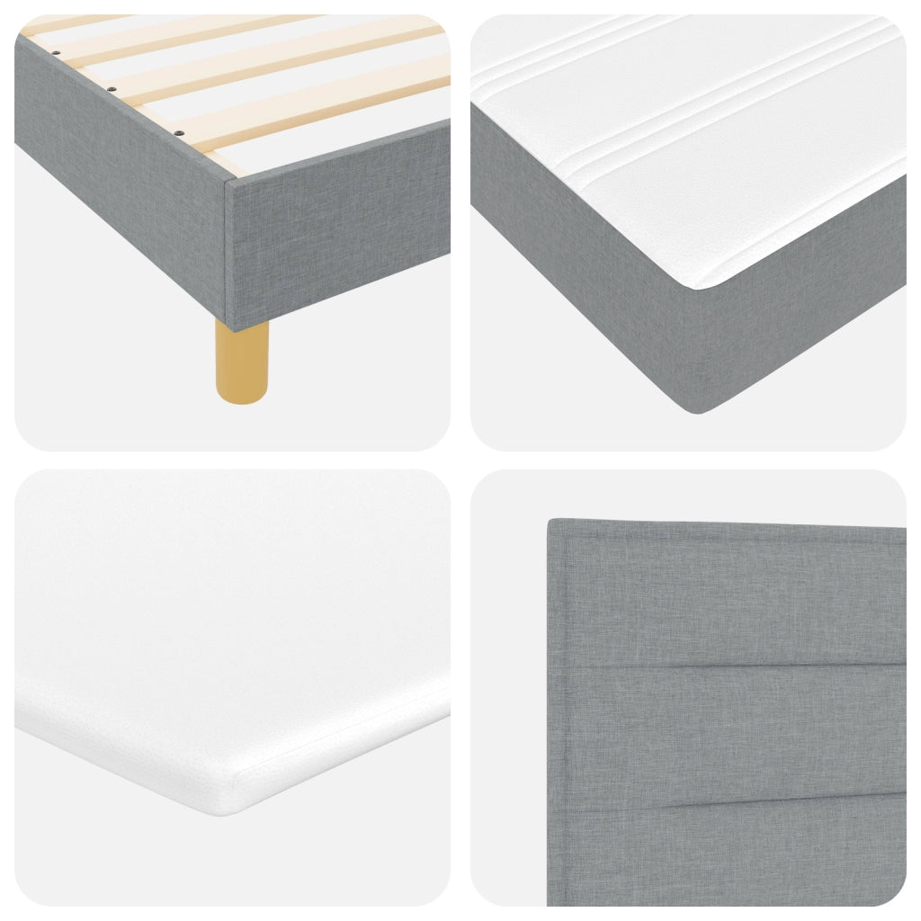 Letto con Box Spring con Materasso Grigio Chiaro 160x200 cm Tessuto