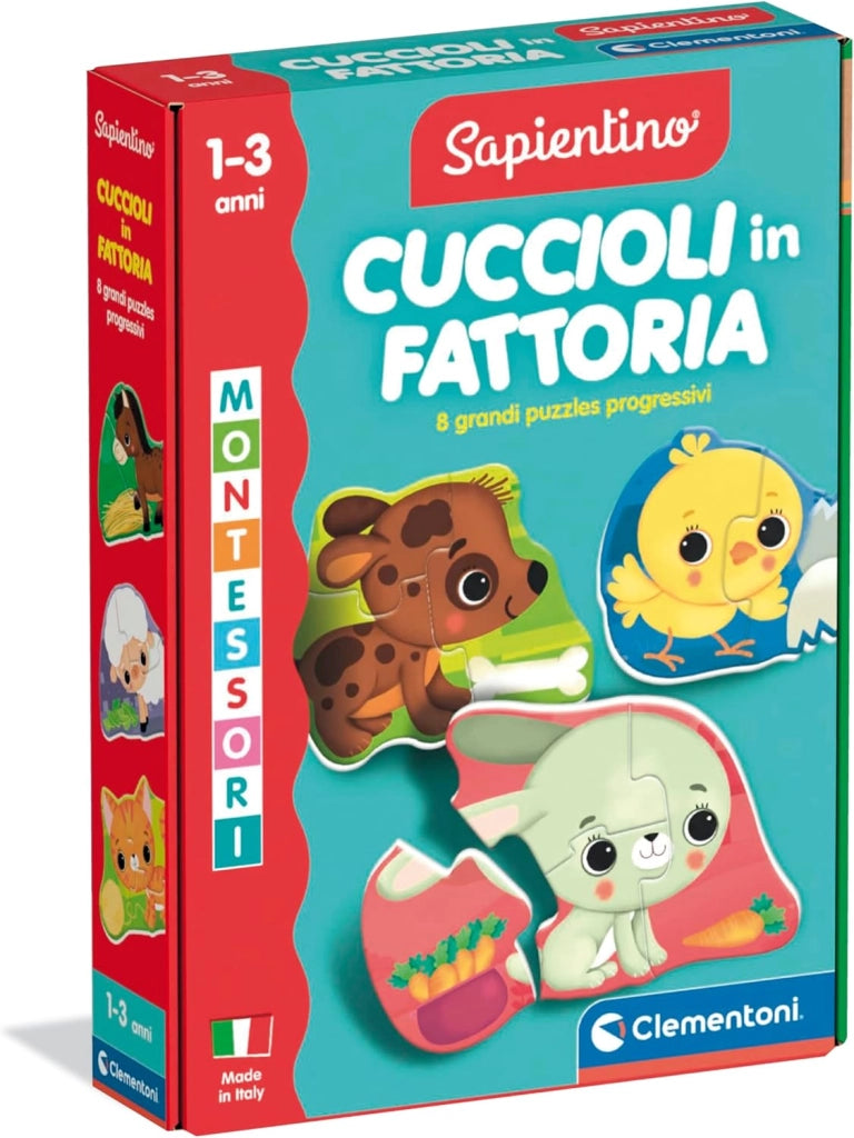 Sapientino Baby - Cuccioli in Fattoria, Gioco Educativo Montessori per Bambini , Puzzle Sagomati Colorati per Scoprire G