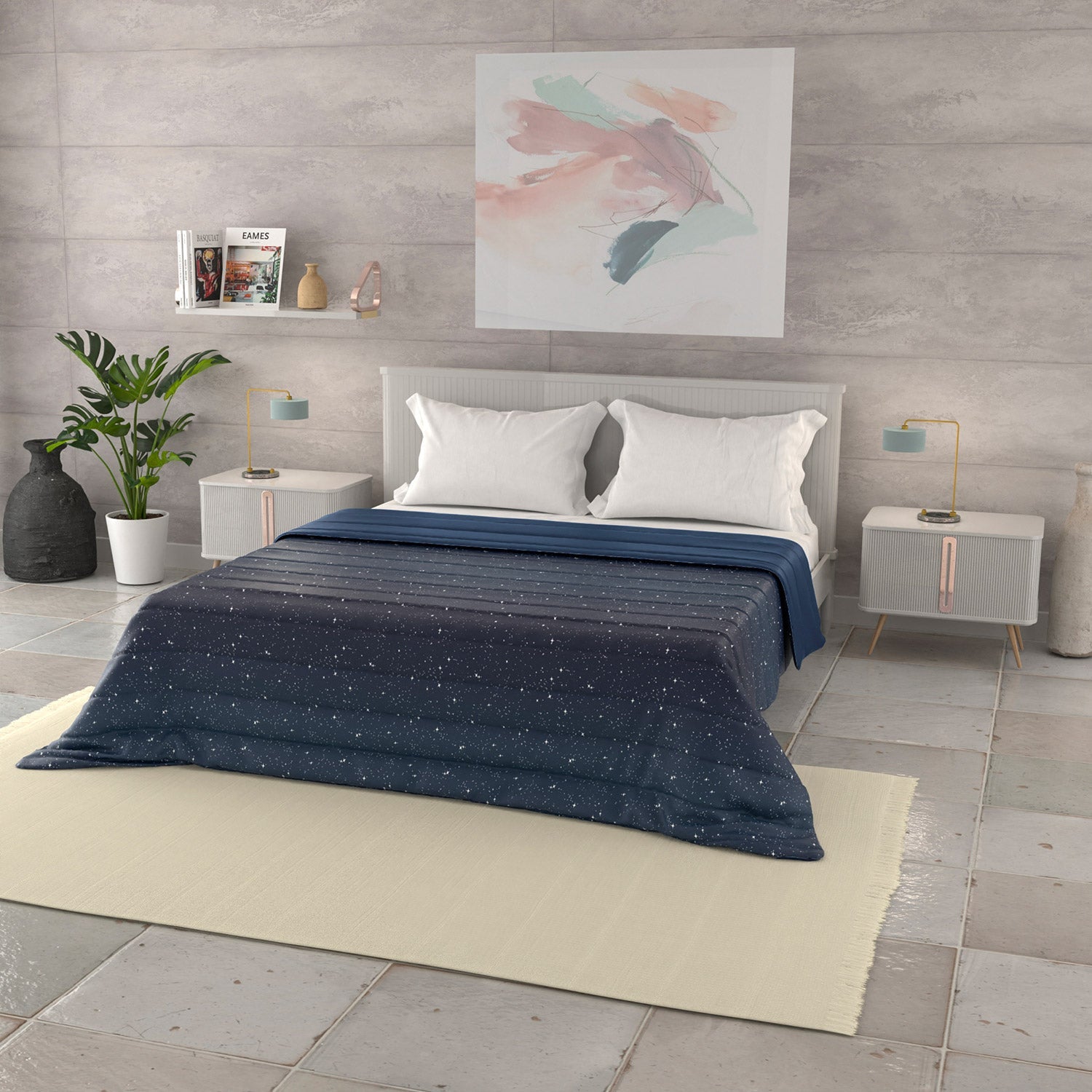 Trapuntino Matrimoniale 100gr con Stampa in Microfibra Stars