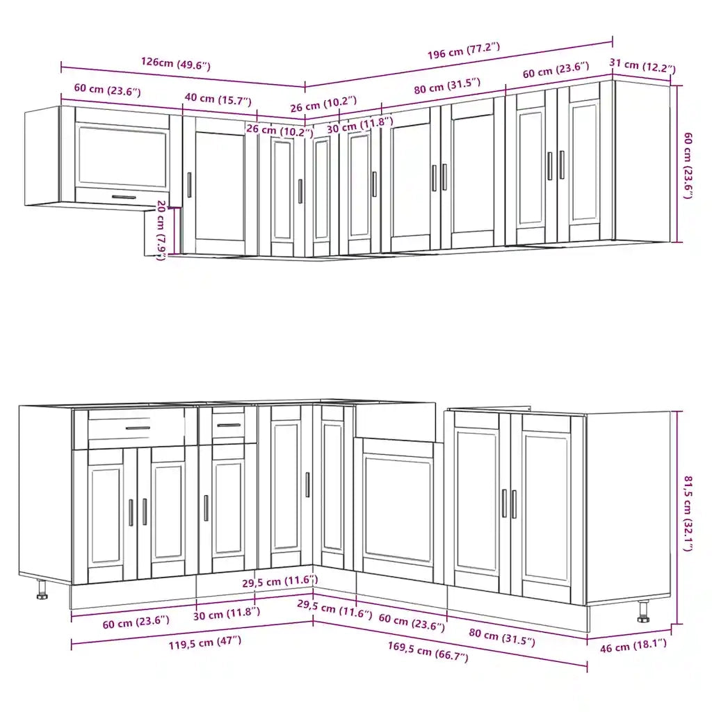 Set Mobili da Cucina 11 pz Porto Rovere Sonoma in Truciolato 3314904
