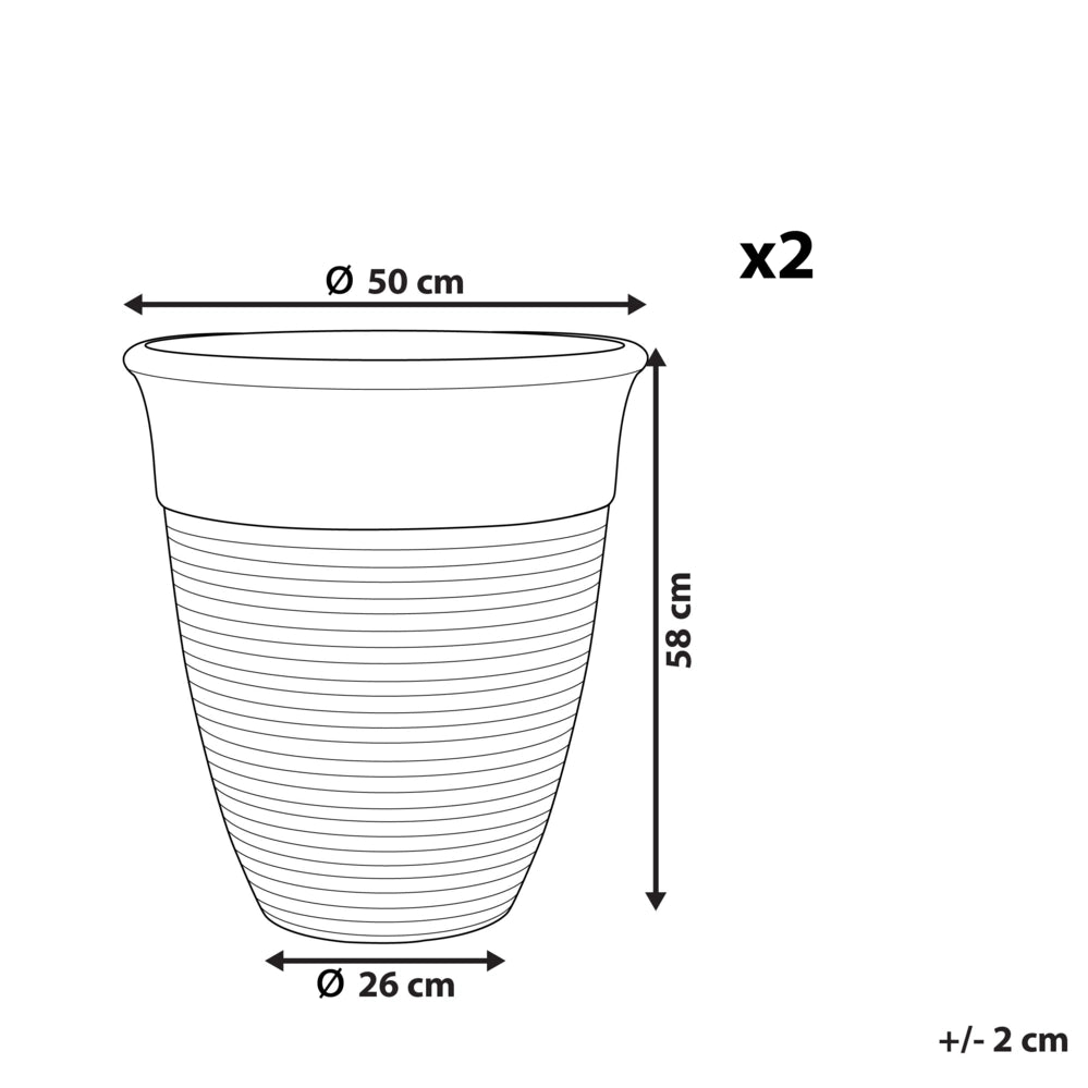 Set di 2 vasi da fiori in pietra e poliresina grigia ø 50 cm interno ed esterno per tutte le stagioni