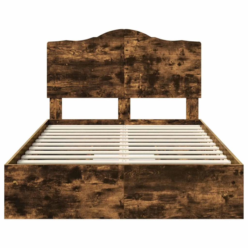 Letto con Contenitore con testiera Rovere fumé 135 x 190 cm