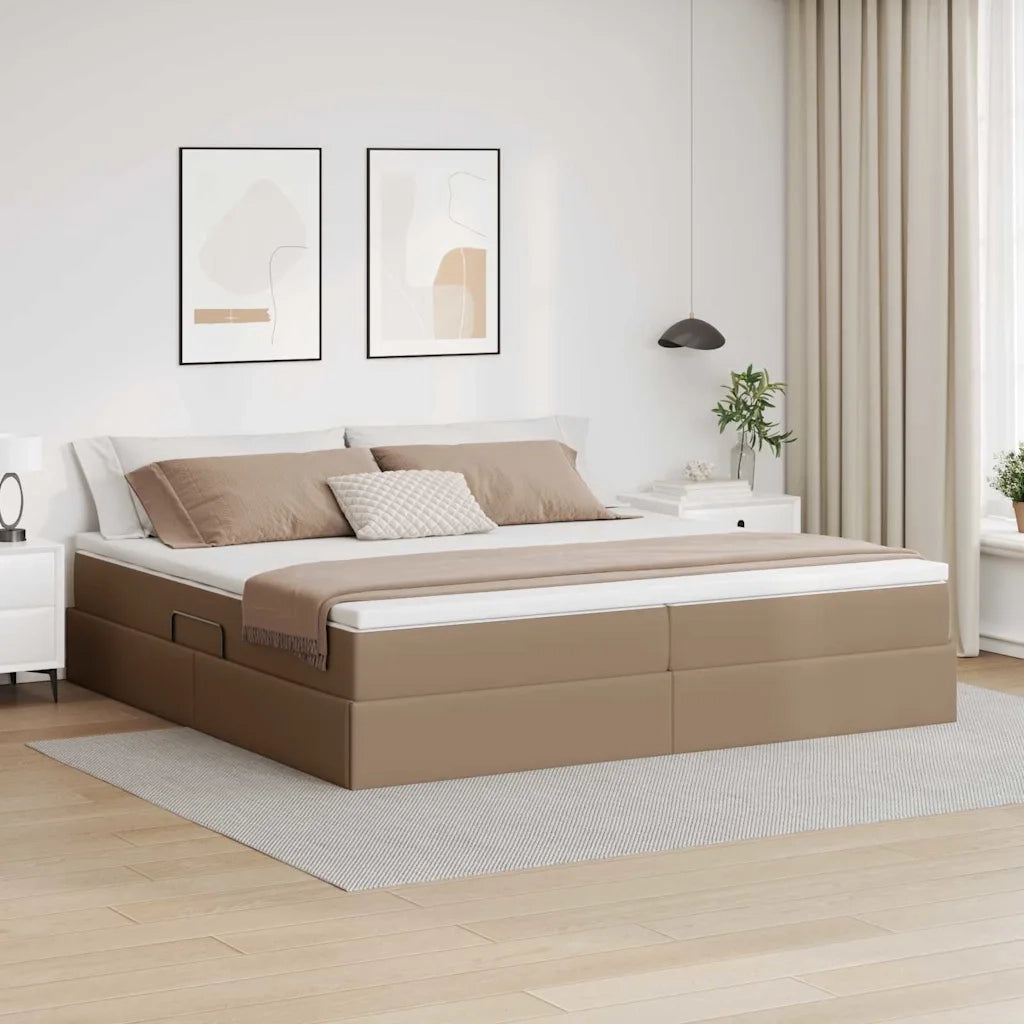Letto con contenitore e materasso Cappuccino 200 x 200 cm
