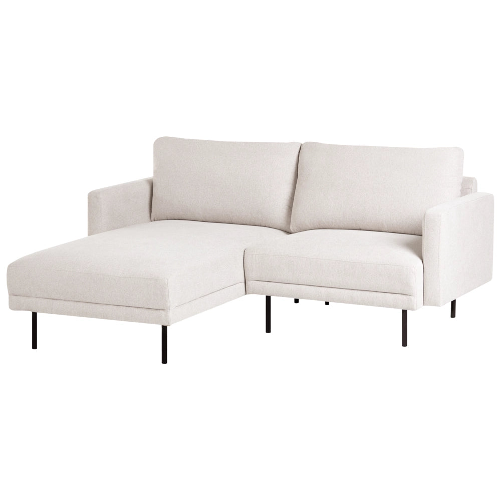 Divano angolare destro in poliestere beige 192 x 155 Divano a 2 posti imbottito con gambe in metallo, tessuto e schienale imbottito, moderno e minimalista