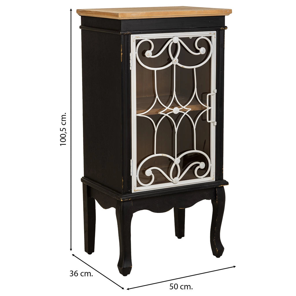 Vetrina in legno nero e metallo 50x36x100,5h