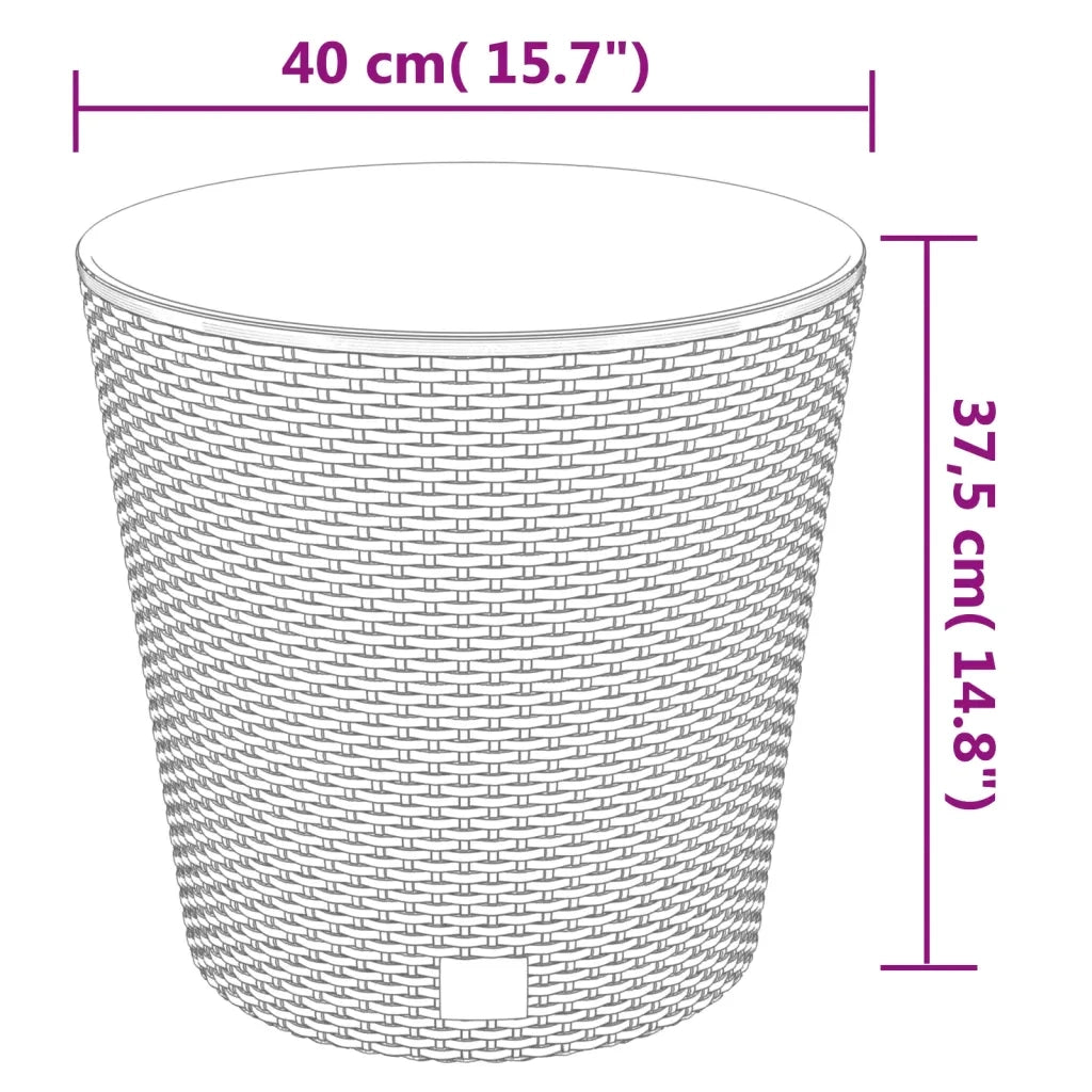 Fioriera | Cassetta per fiori | Vaso con Interno Rimovibile Antracite 35 / 37,5 L PP Rattan