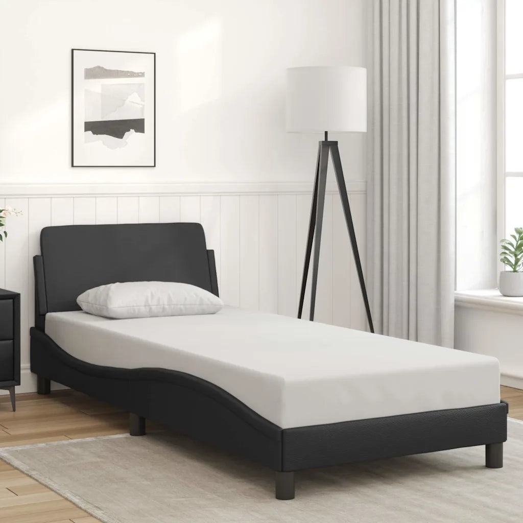 Giroletto-Struttura Letto Dover Nero 80x200 cm in Similpelle
