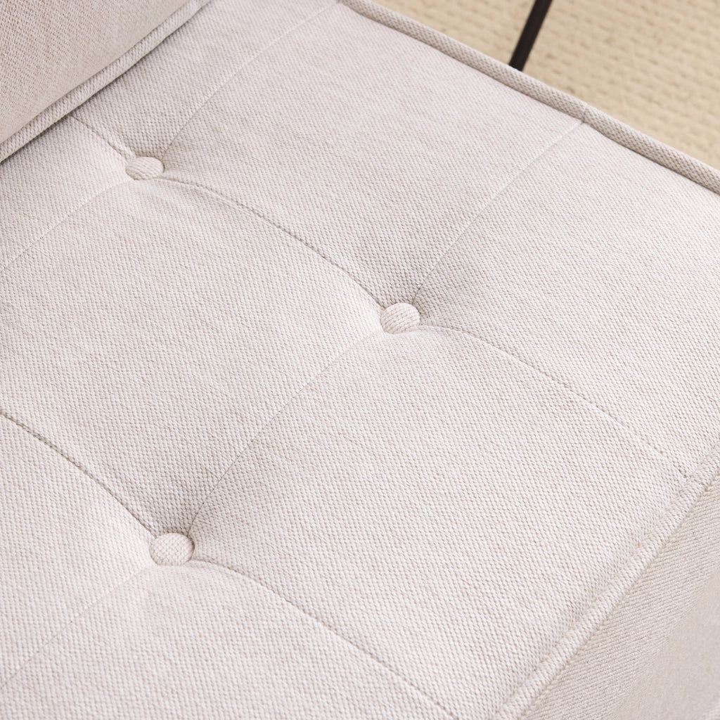Divano modulare compatto con schienale ergonomico e rivestimento in lino beige facile da spostare per piccoli spazi