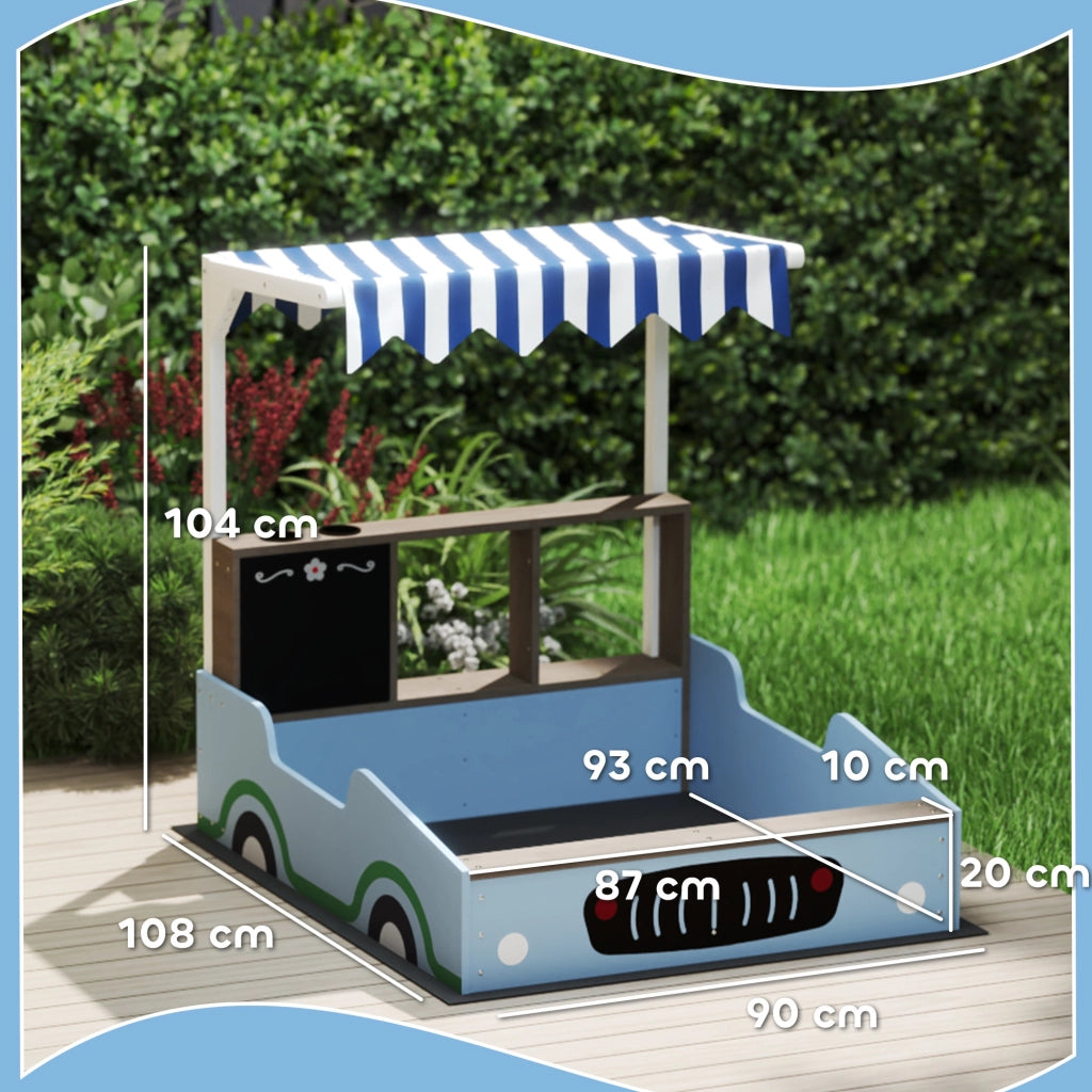 Sandbox con tettoia, panchina e lavagna ¨C zephmum ¨C 104x108x90 cm, blu