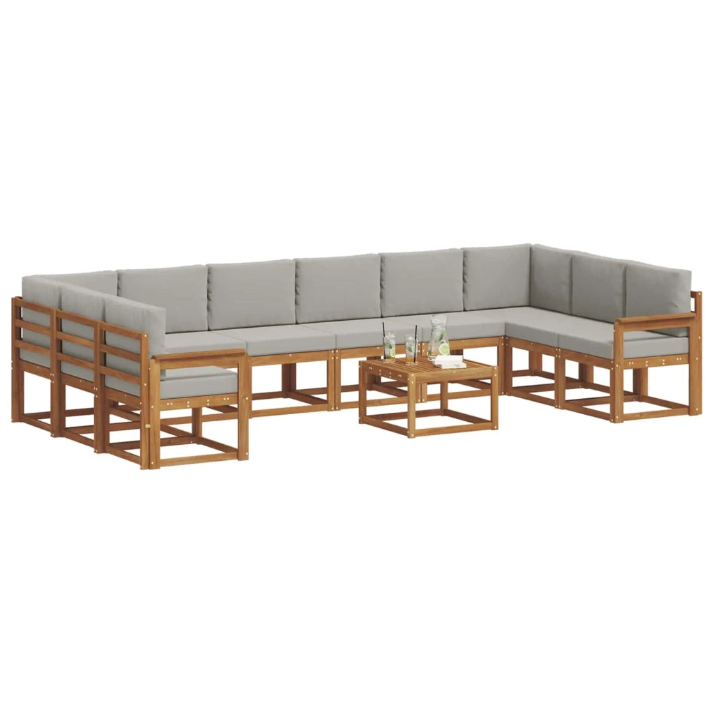 Set di divani da esterno 11 pcs Grigio Naturale e Chiaro 3367079