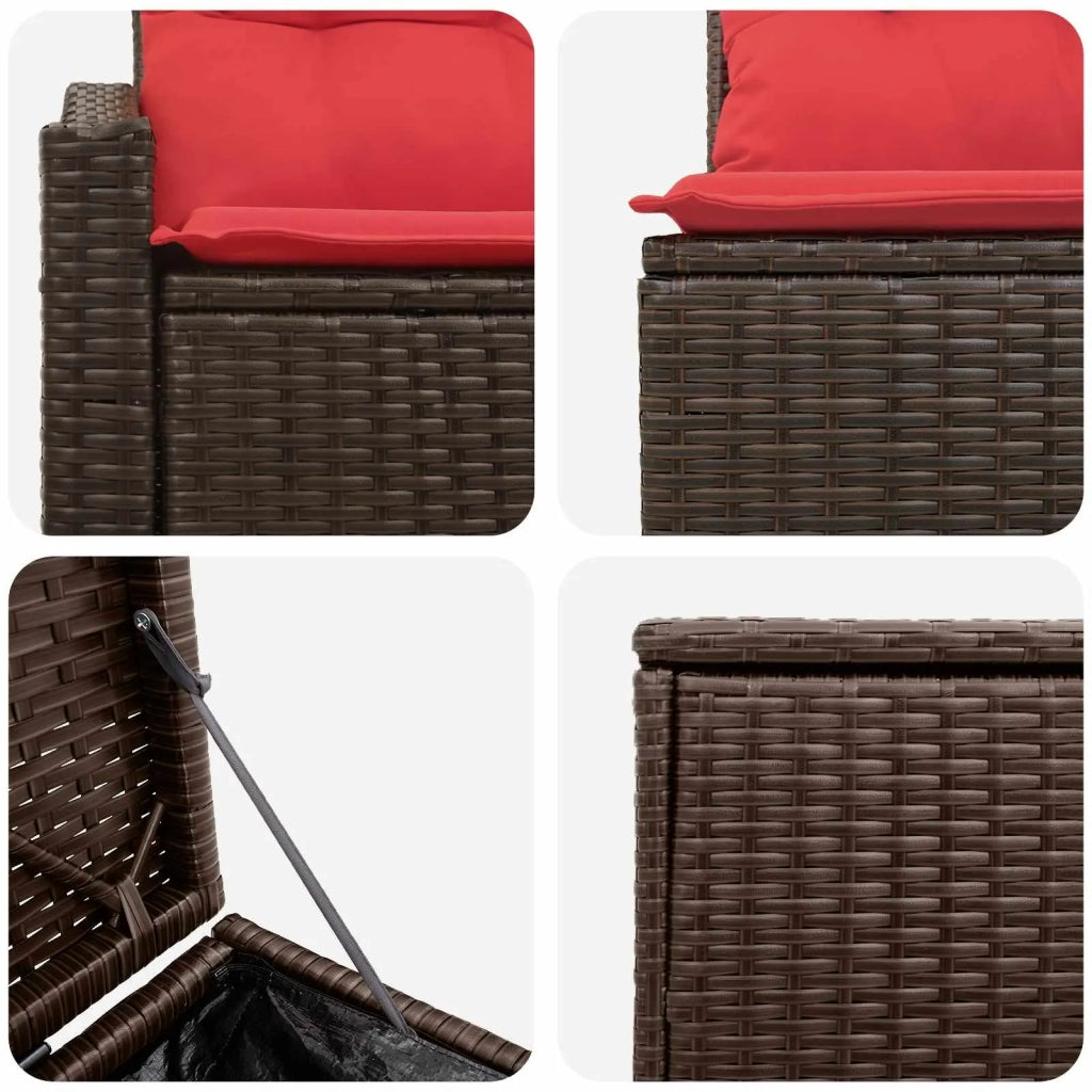 Set di divani 5 pz Marrone e Rosso Rattan sintetico e Acciaio 3447815