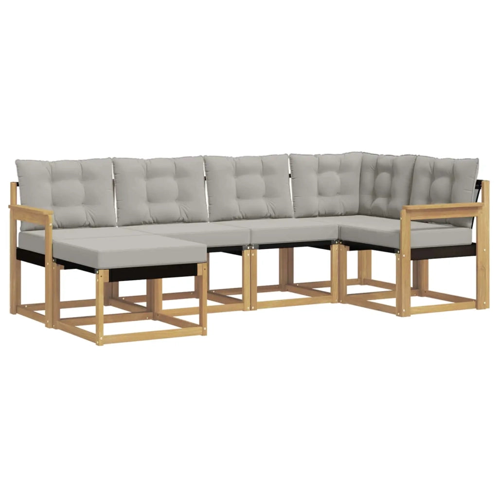 Set di divani da esterno 6 pcs Bianco e Grigio Chiaro