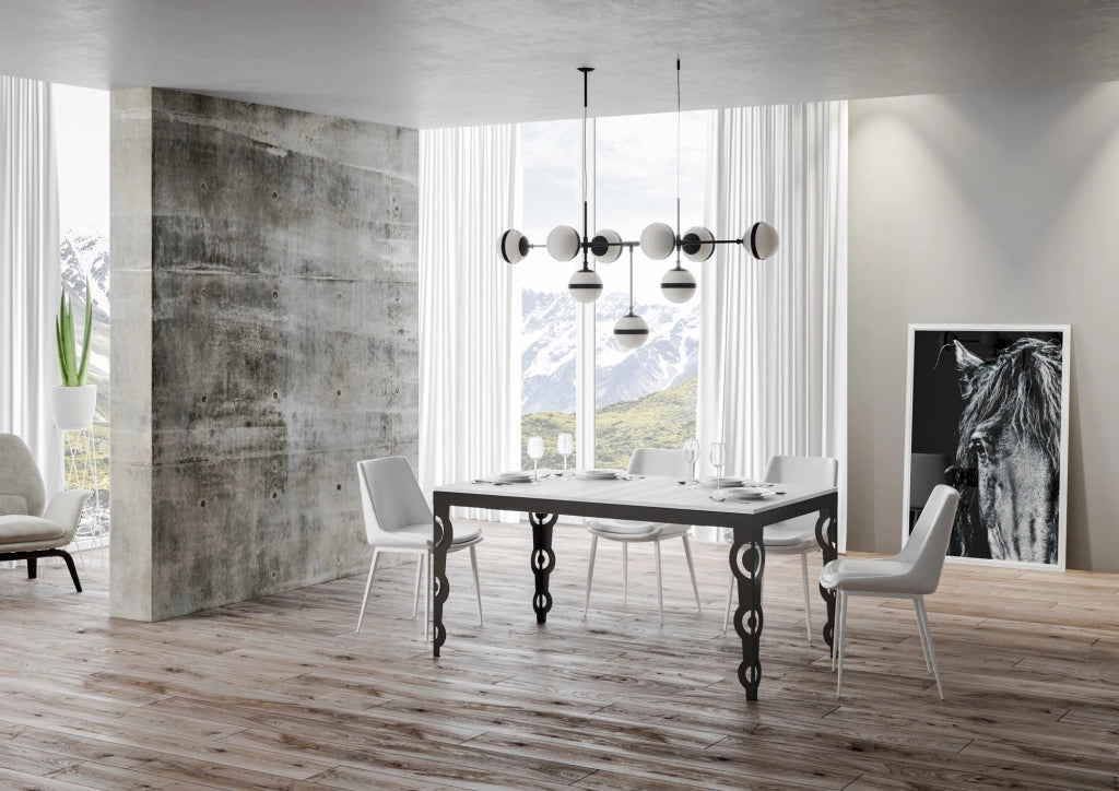 Tavolo allungabile 90x120/224 cm Karayan Evolution Bianco Frassino telaio Antracite