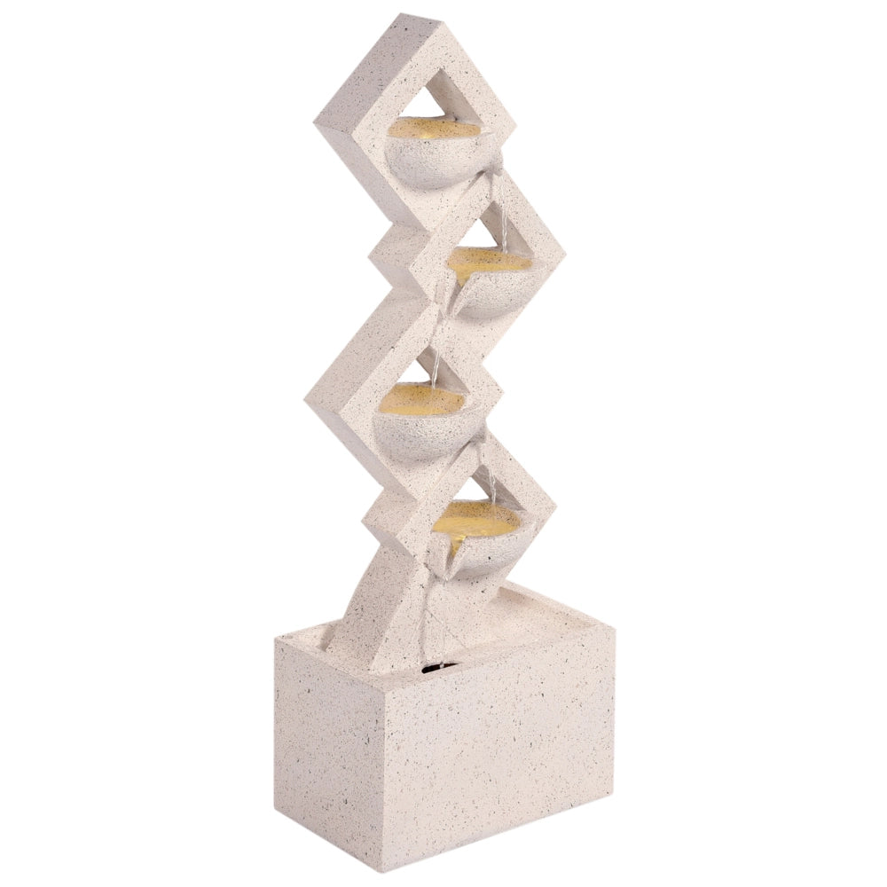 Fontana da giardino in resina beige per esterni con luce LED inserita Design moderno