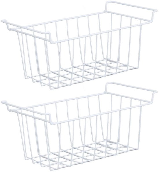 Menzionate in acciaio inossidabile - Borse per congelato - Organizzatore - 48,5x24,5x20cm - Maniglie - Ideale per cucina e dispensa - Bianco