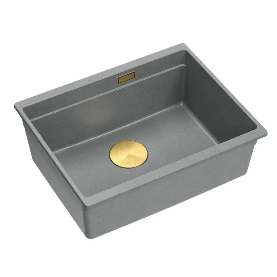 Lavello In Granito Logan 100 Grey Metallic Tappo acciaio