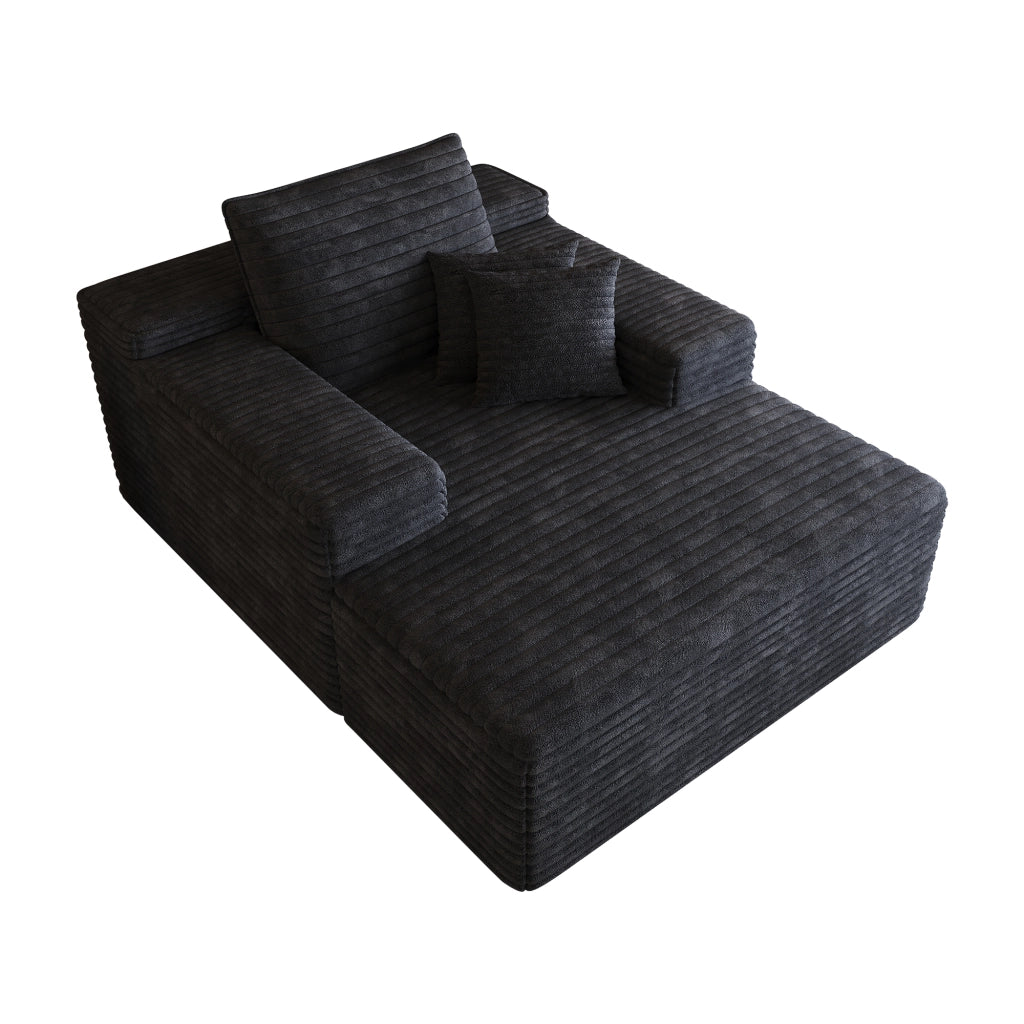 DIVANO Chaise longue in tessuto nero, senza montaggio