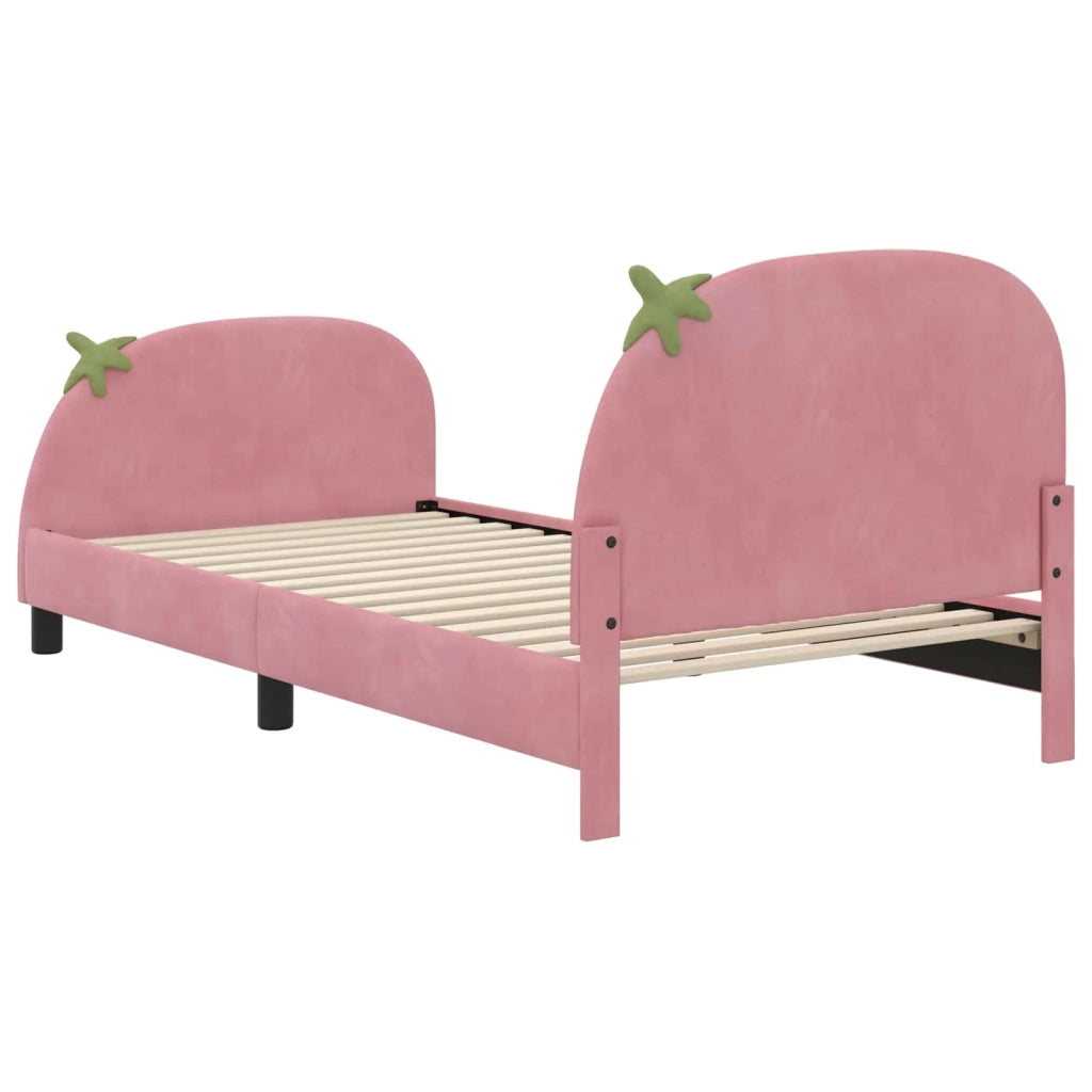 Struttura letto Bambini | Letto Infantile | Lettino con testata Rosa 90 x 190 cm Velluto