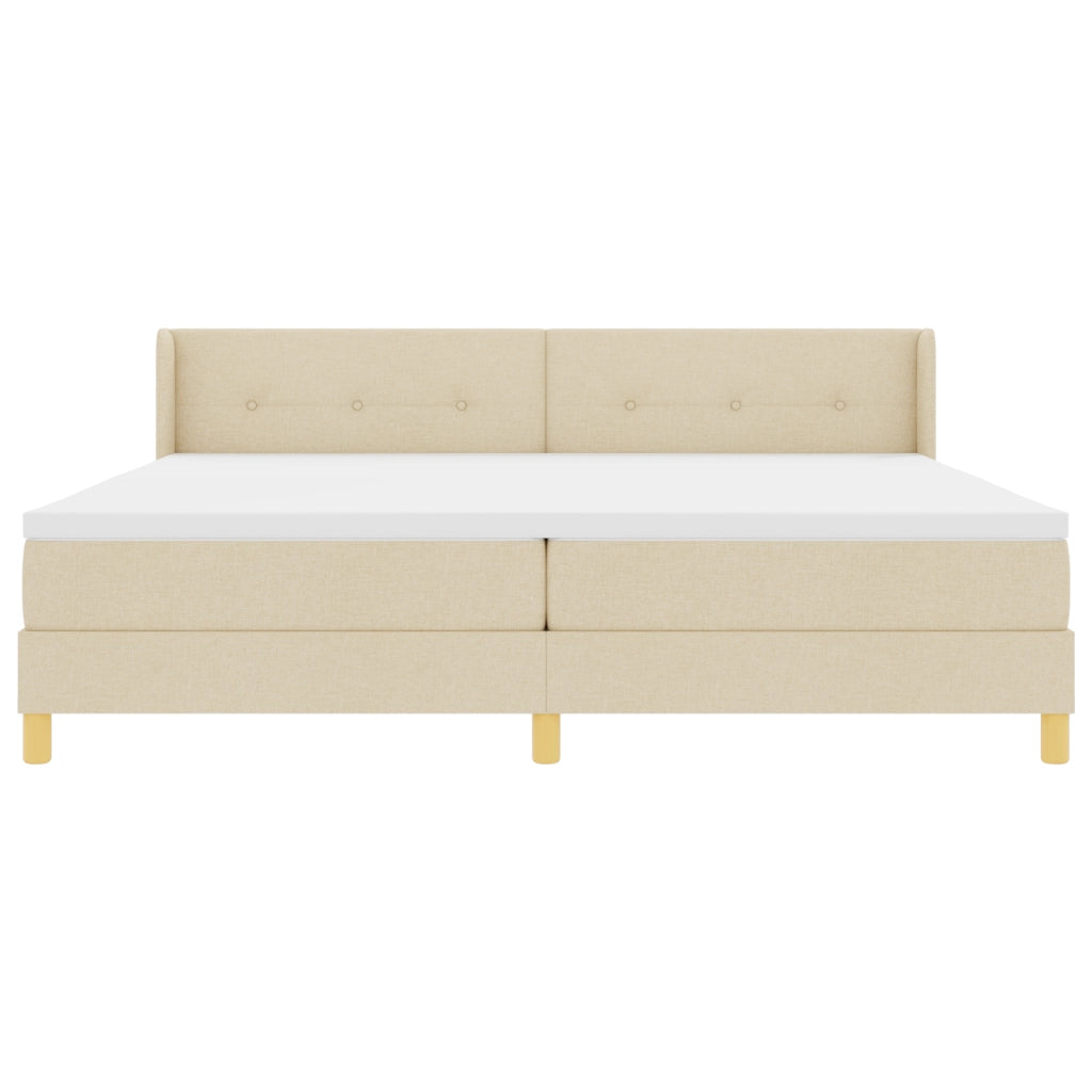 Letto box spring e materasso crema 200x200 cm in tessuto