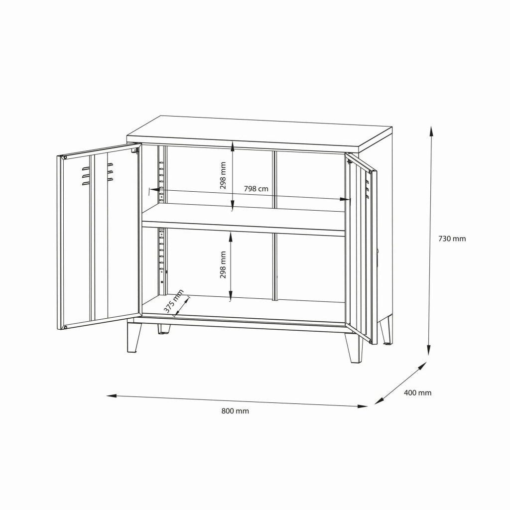 Credenza Conco, Buffet da soggiorno, Madia da salotto, Dispensa da cucina, 80x40 h73 cm, Panna