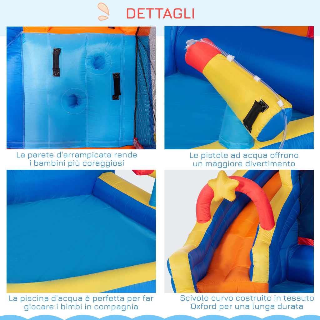 Gioco Gonfiabile per Bambini 3-8 Anni a tema Spazio con Borsa, 11 Paletti e Toppe Inclusi, 340x270x227 cm