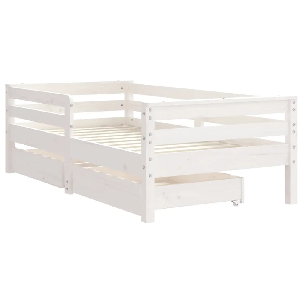 Giroletto Bambini | Letto Infantile | Lettino con Cassetti Bianco 70x140cm Massello di Pino