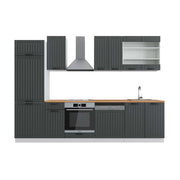 Cucina componibile Fame-Line Antracite rustico/Bianco 300 cm, PL Rovere Vicco
