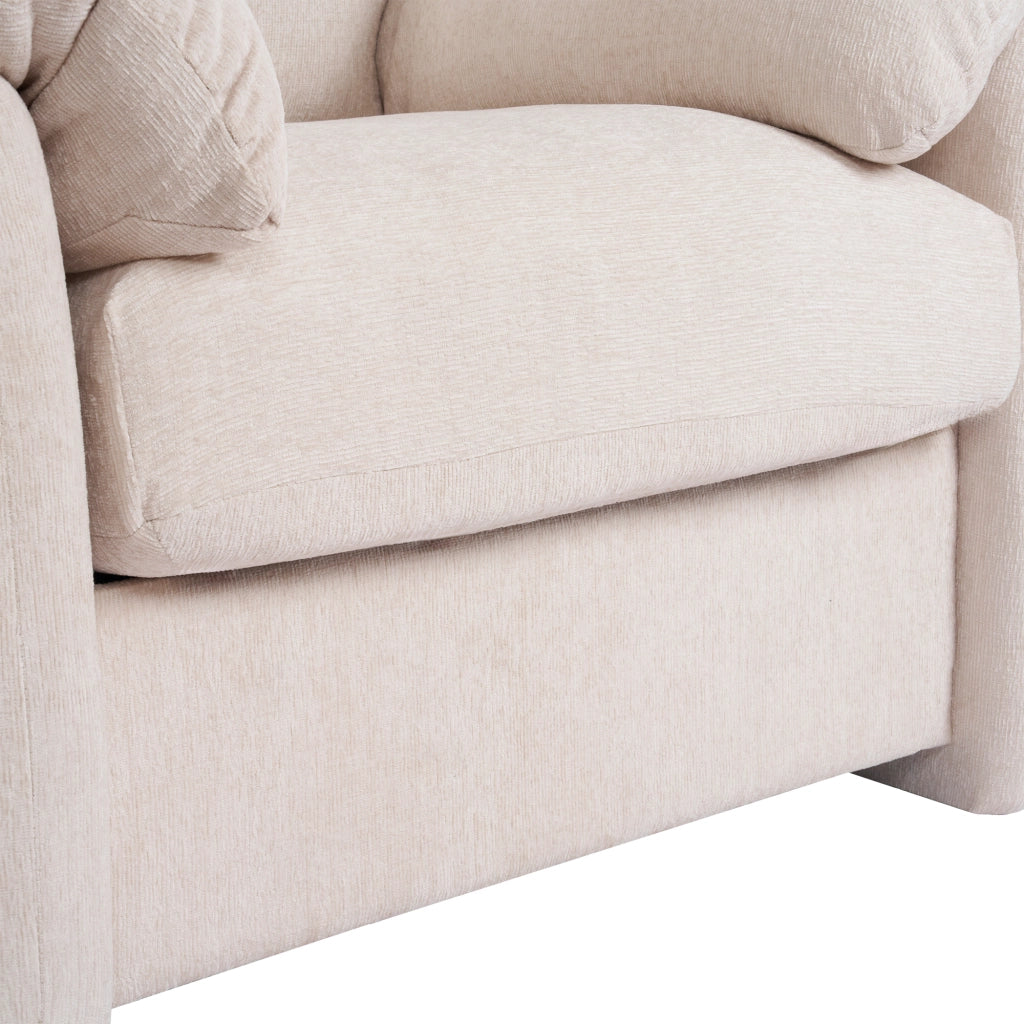 OKWISH Poltrona da Salotto, Seduta Ampia e Design Ergonomico con Cuscini Braccioli, Ciniglia, Beige