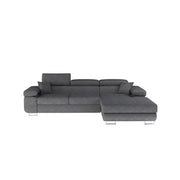 Divano angolare trasformabile AMANDA grigio melange in tessuto jacquard con contenitore