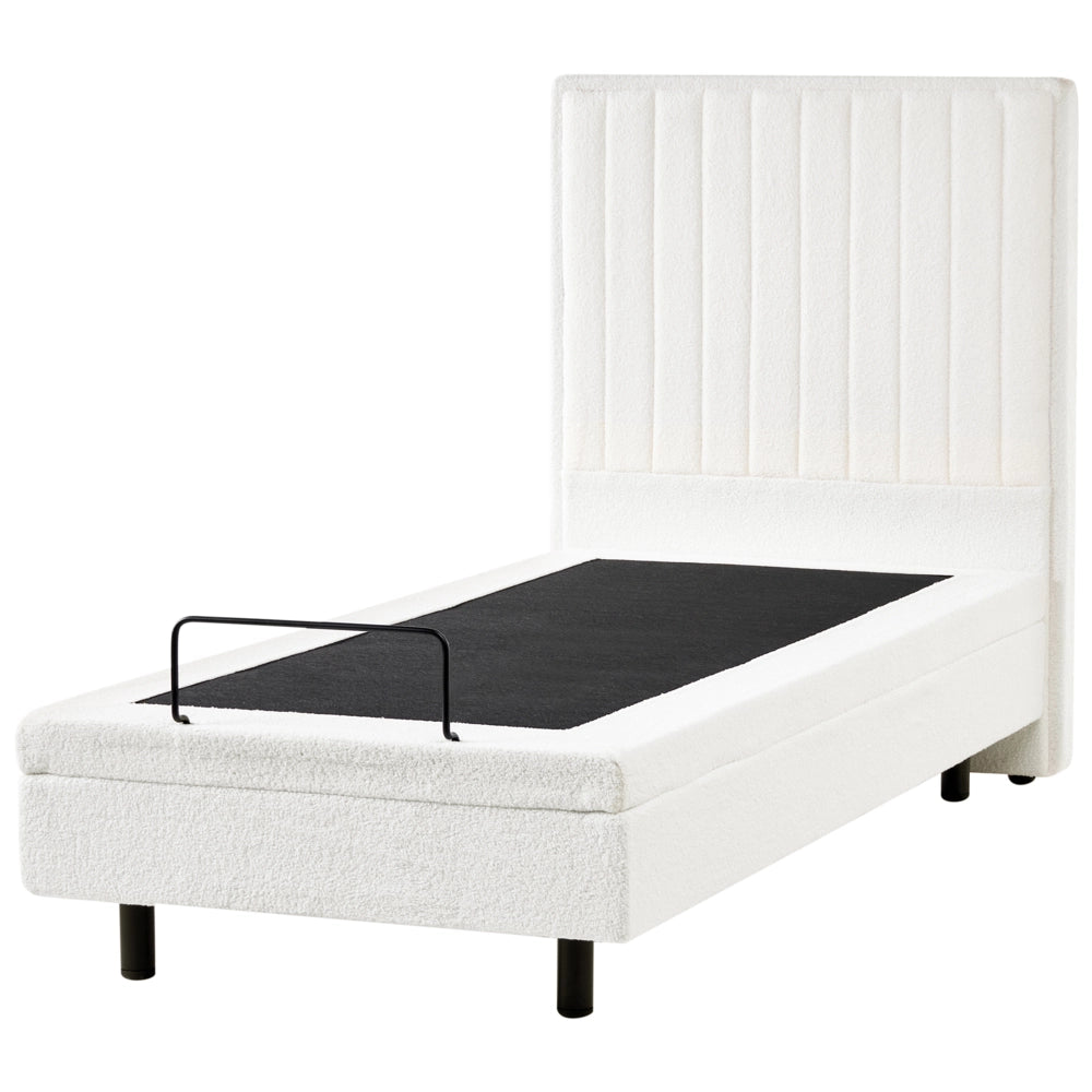 Letto singolo Tessuto bianco sporco regolabile Elettricamente con Telecomando 90 x 200 cm camera da letto cameretta