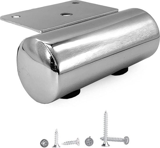 Piedi per mobili in acciaio inox - 44 mm di altezza - Ø 40 mm - piedi per cassetti - piedi per divano letto - inclusi viti - 8 pezzi