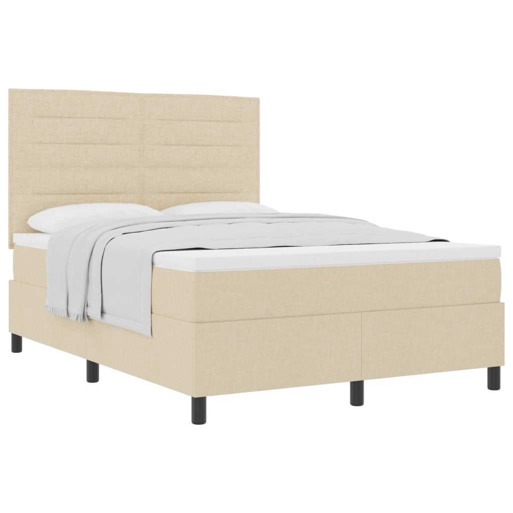Letto con box spring con materasso crema 140x200 cm tessuto