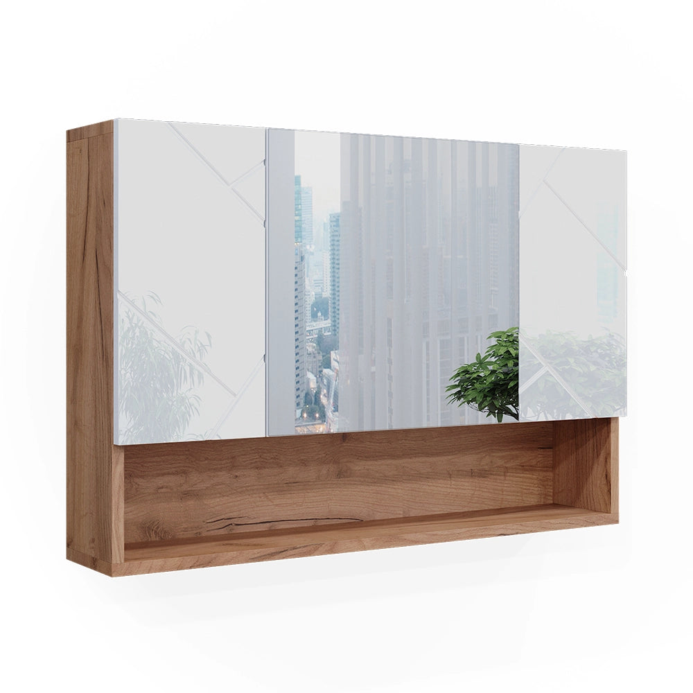 Vicco Specchio contenitore bagno Bianco lucido/oro power oak 17 x 55 cm