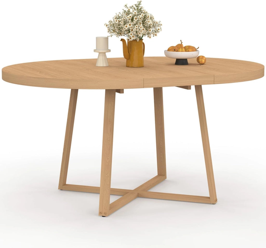 SELMA tavolo da pranzo rotondo allungabile 4-8 persone effetto legno faggio 110-150 cm