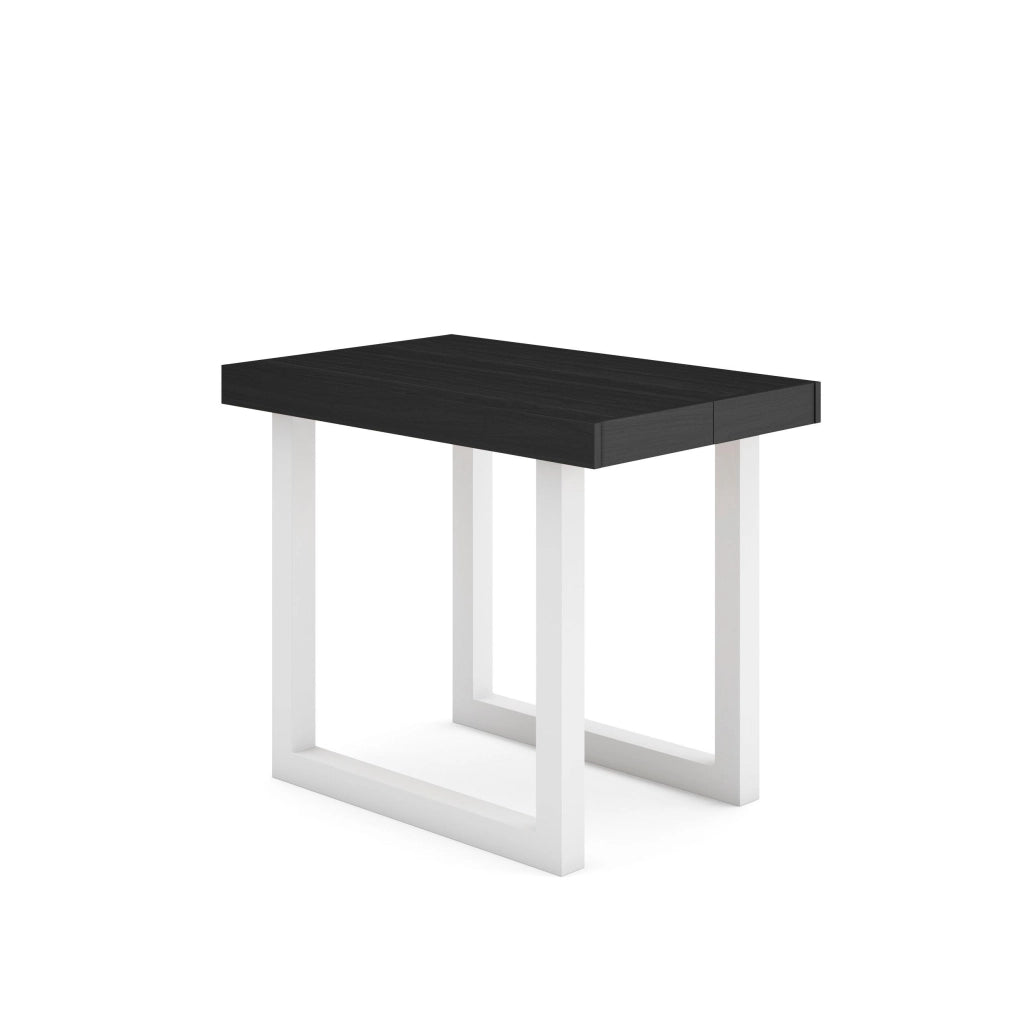 Consolle allungabile, 58 fino 160x90x73cm, Per 8 persone, Gambe in legno, Nero RF2747