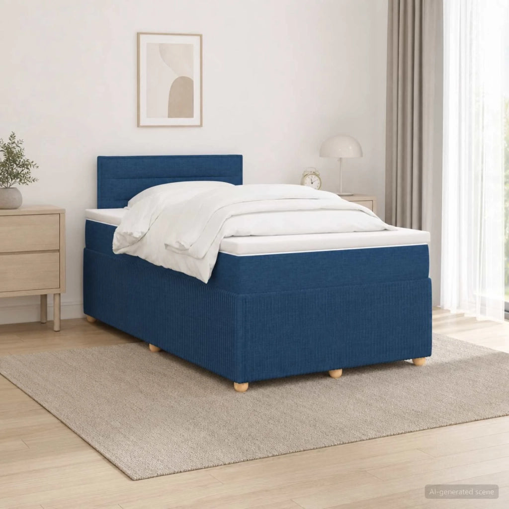 Letto box spring con materasso Blu 120 x 200 cm Tessuto 3452903