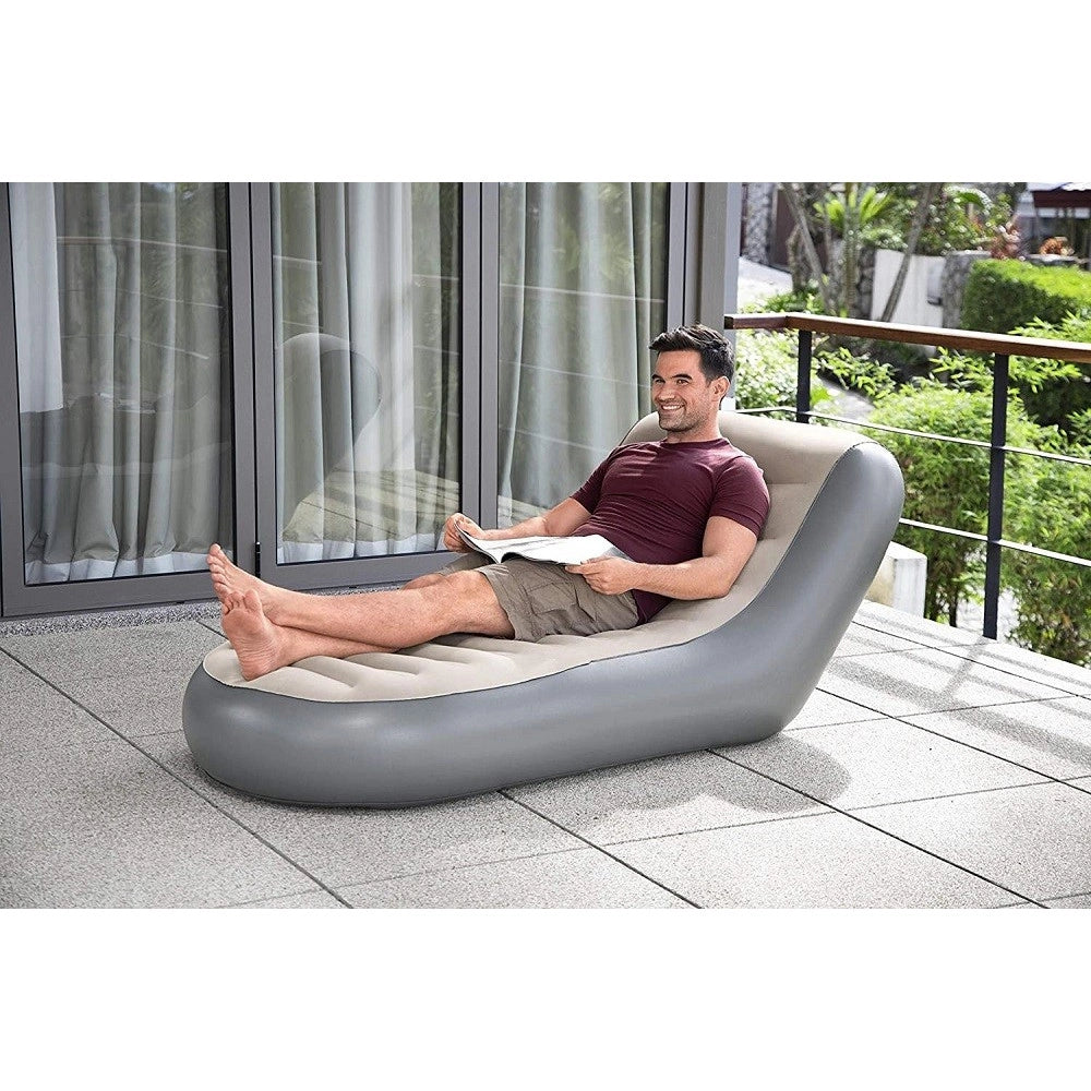 Trade Shop - Poltrona Gonfiabile Chaise Sport Lounger 165x84x79 Cm Superficie Floccata 75064 -