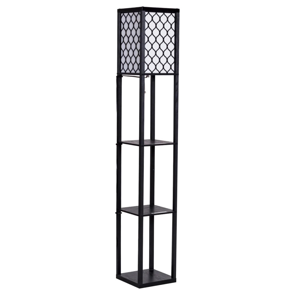 Lampada da terra con ripiani 26 x 26 x 160 cm luce ambientale soffusa e pratico contenitore stile contemporaneo MDF nero 20_0019297