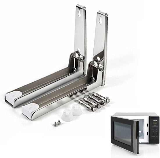 Sostegno Magnetron - Regolabile/Ripiegabile Cinghia - Acciaio Inossidabile - Stabilità - Massimo 35 kg - Accessori Cucina - Supporto Cucina