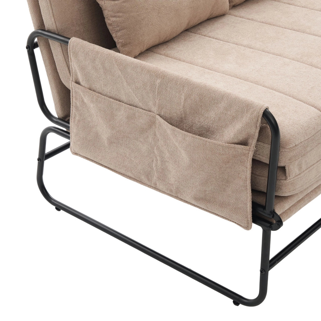 Divano letto 2 posti 104x85x92 cm trasformabile in letto in chenille khaki