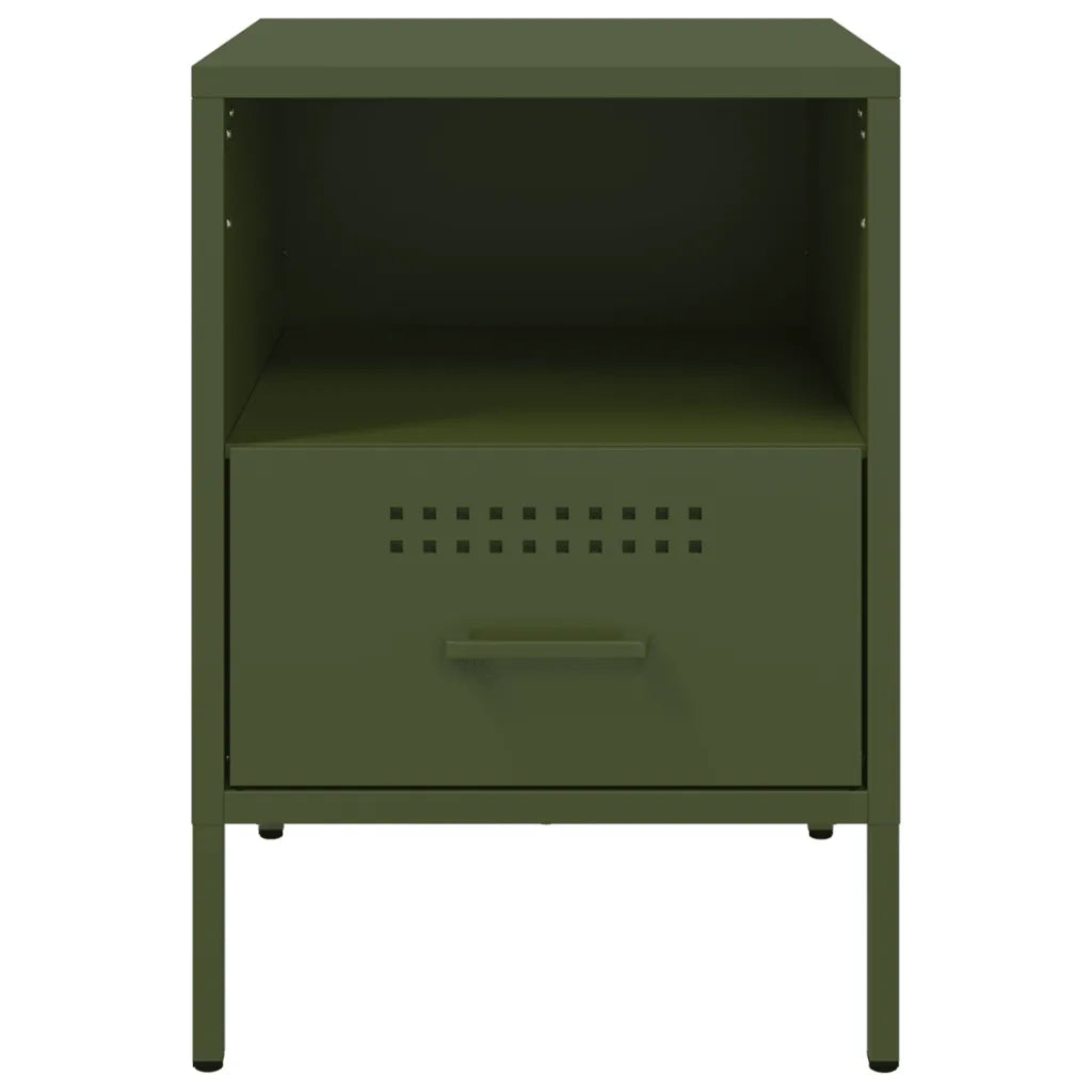 Comodini 2 pz Verde Oliva 36x39x50,5 cm in Acciaio 843063